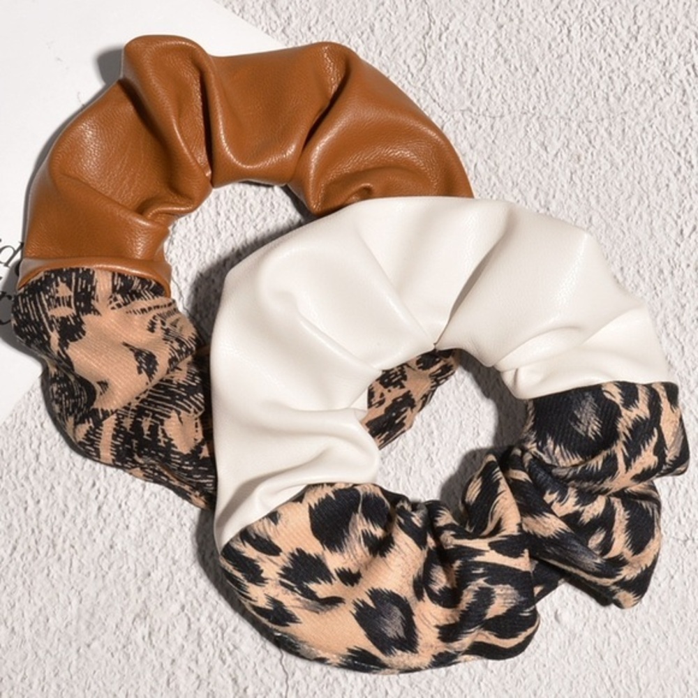 Animal print hair scrunchies